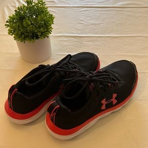 Black and pink under armor charged shoes size 8